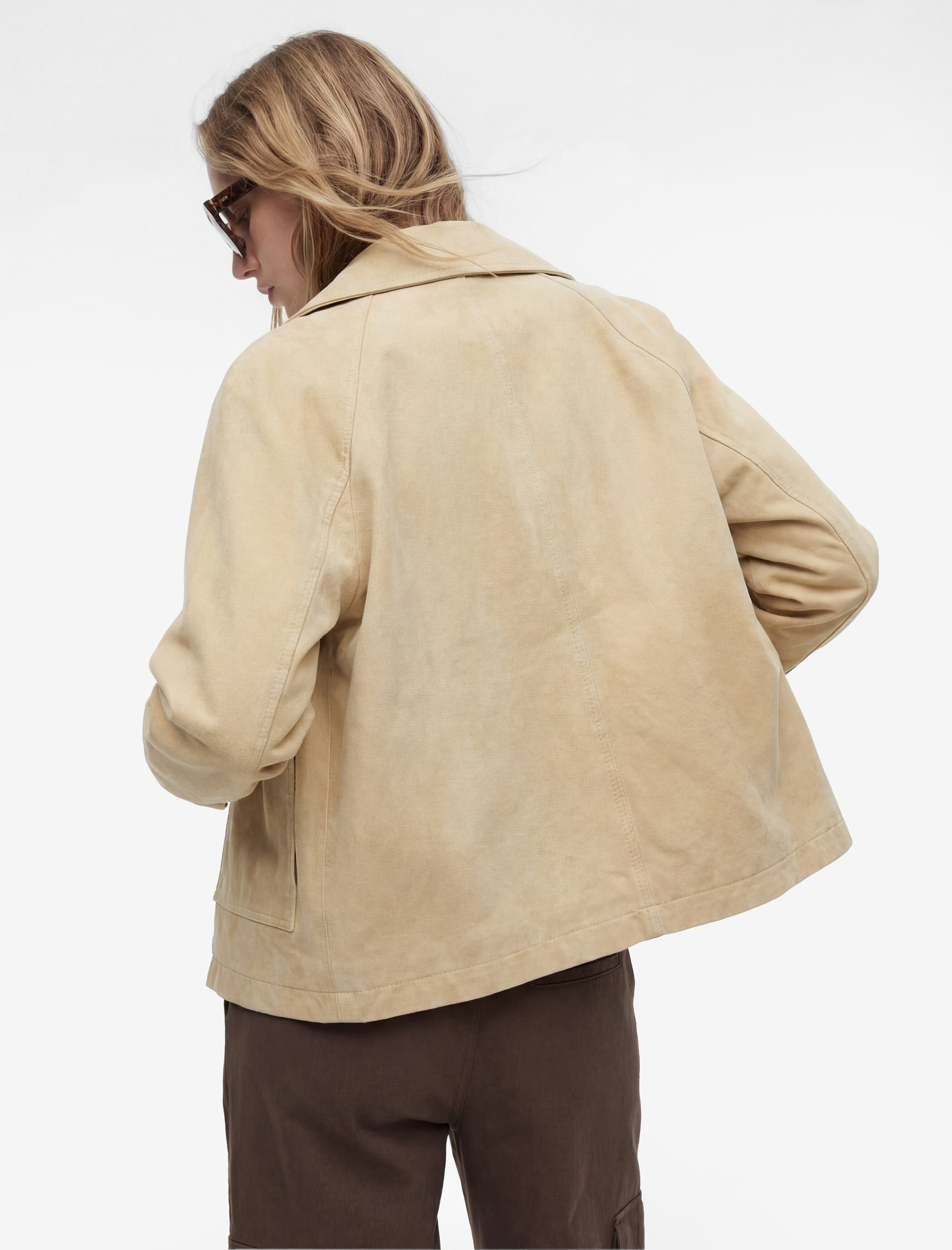 Klasik Yaka Fermuarlı Cep Detaylı Pamuklu Denim Ceket - Görsel 3