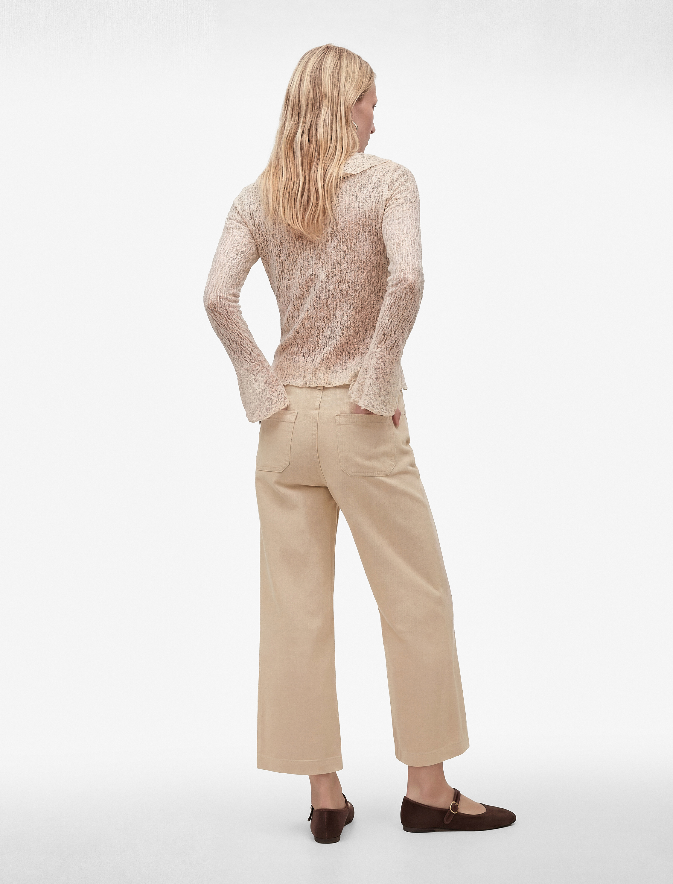   Yüksek Bel Pamuklu Cep Detaylı Geniş Kısa Paça Pantolon - Culotte Jeans