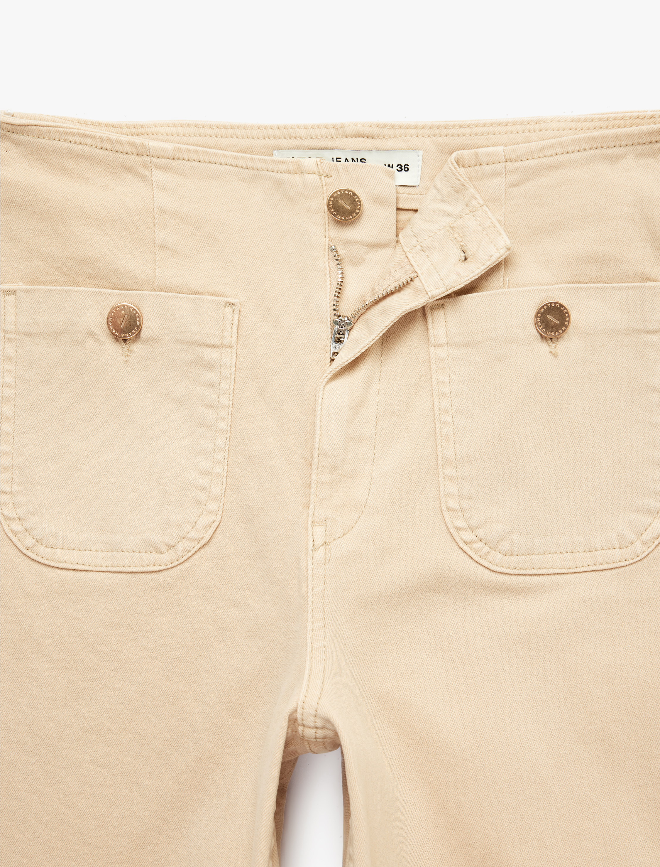   Yüksek Bel Pamuklu Cep Detaylı Geniş Kısa Paça Pantolon - Culotte Jeans