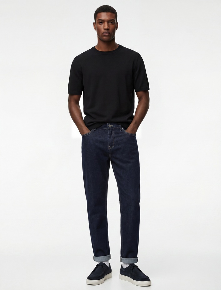  Regular Fit Bisiklet Yaka Viskon Karışımlı Kısa Kollu Basic Triko Tişört