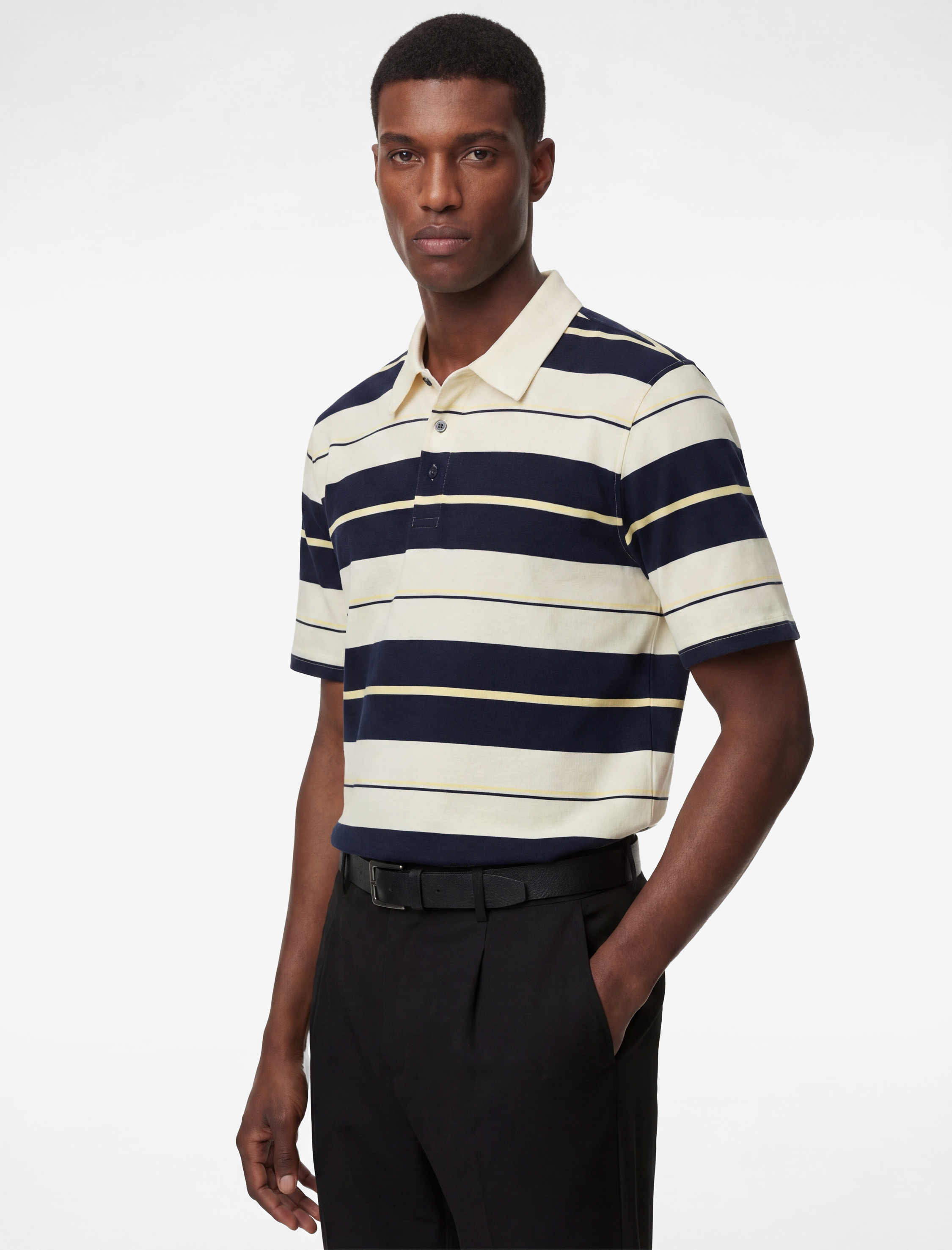   Regular Fit Kısa Kollu Çizgili Polo Yaka Tişört