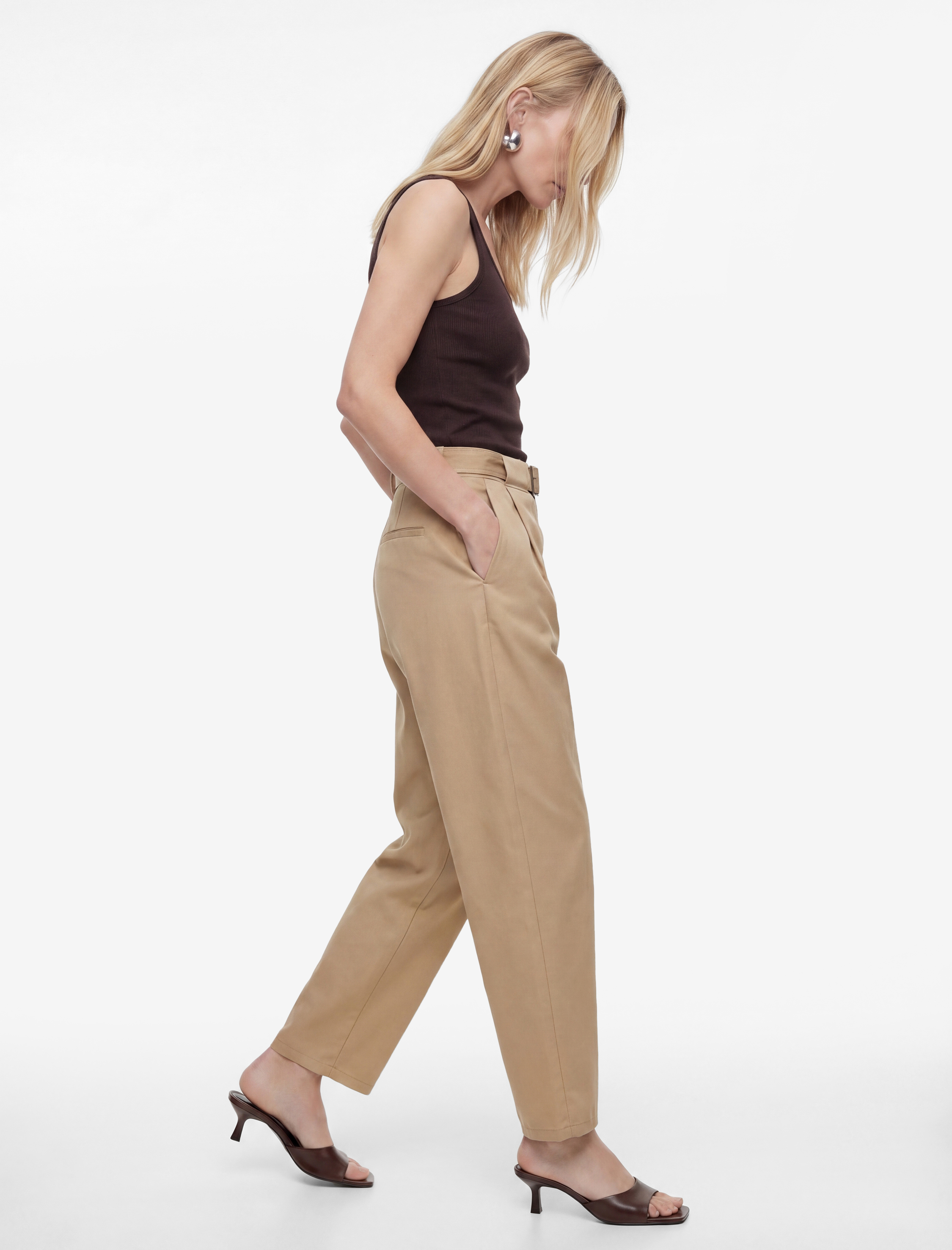 Cepli Kemer Detaylı Hafif Balon Kesim Yüksek Bel Pantolon - Görsel 2