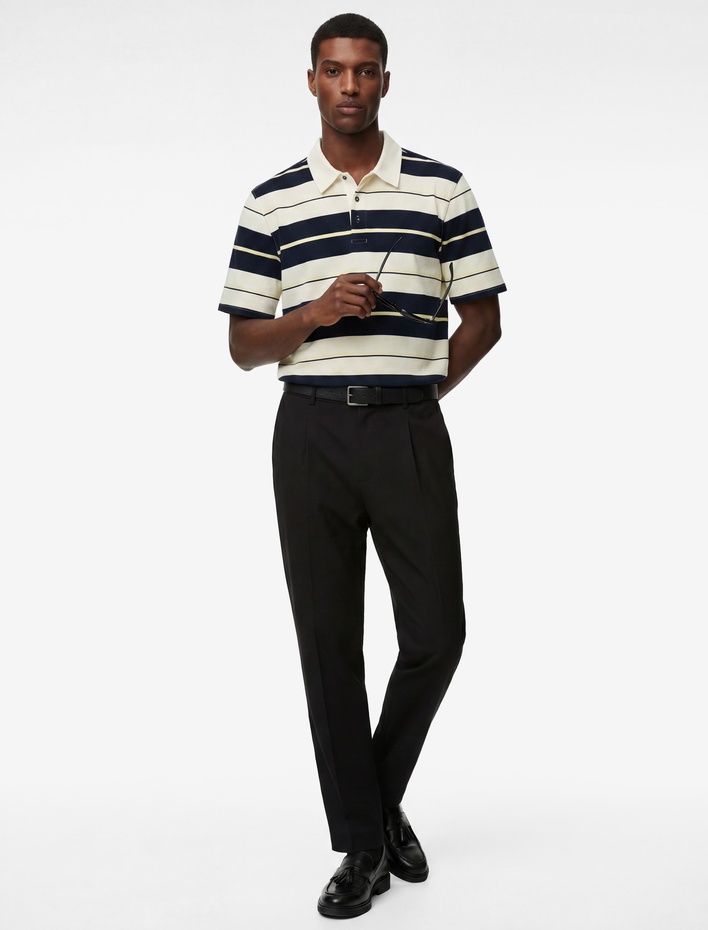  Regular Fit Kısa Kollu Çizgili Polo Yaka Tişört