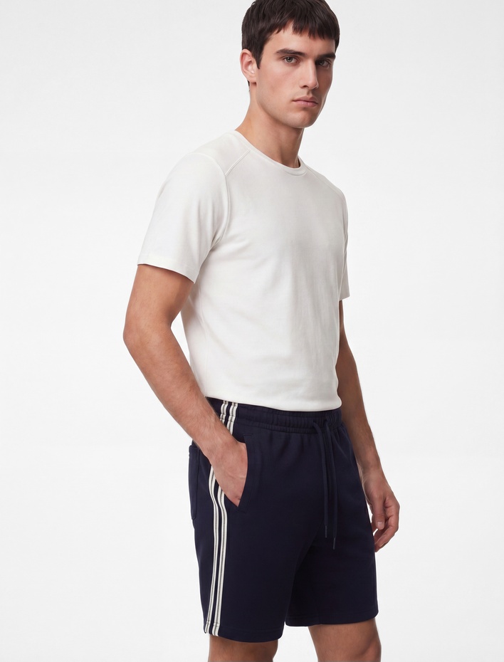  Grogren Detaylı Cepli Bermuda Beli Bağcıklı Spor Şort