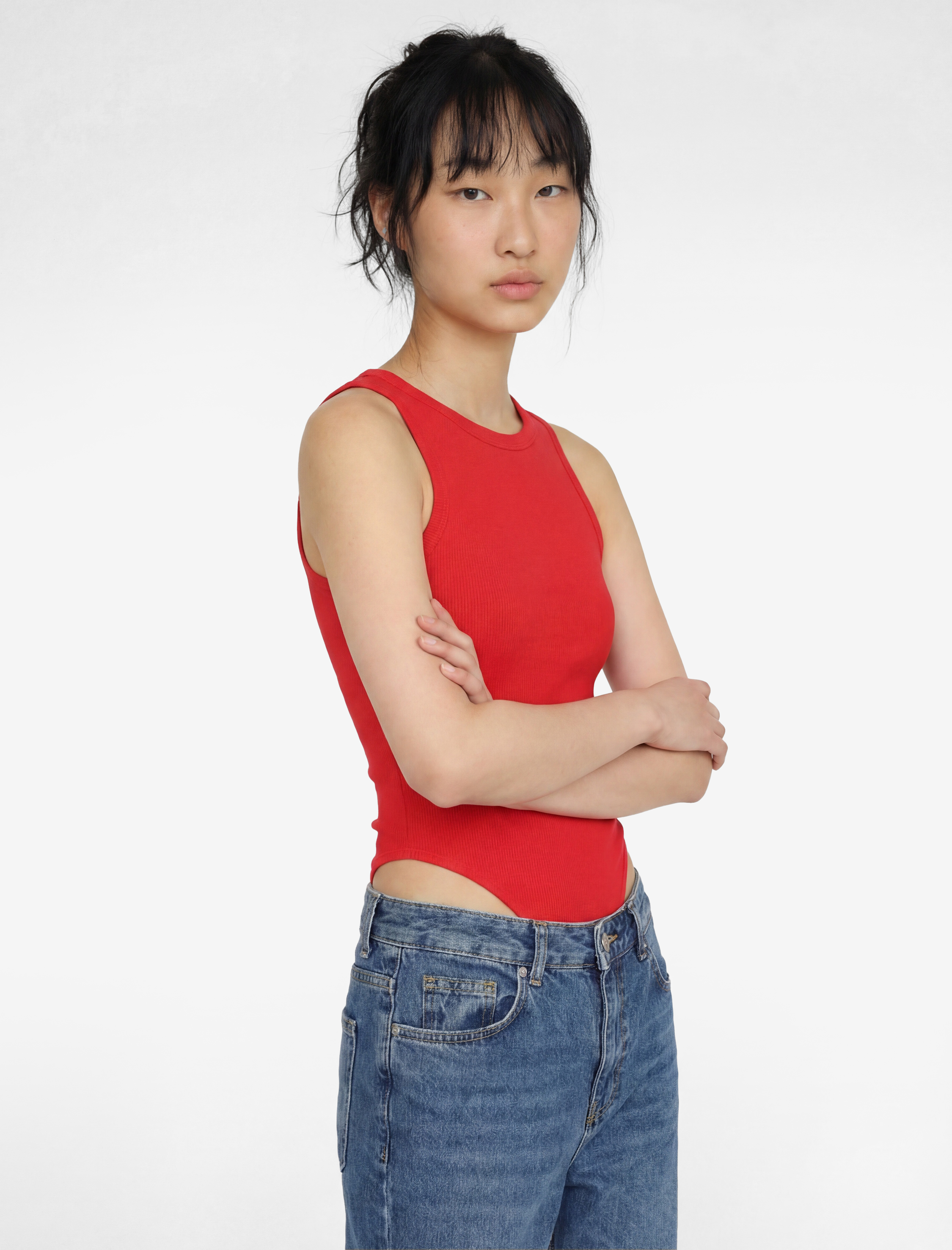   Çıtçıt Düğme Detaylı Kolsuz Bisiklet Yaka Bodysuit
