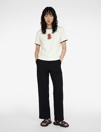 Slim Fit Kısa Kollu Bisiklet Yaka Modal Karışımlı Köpek Nakışlı Tişört