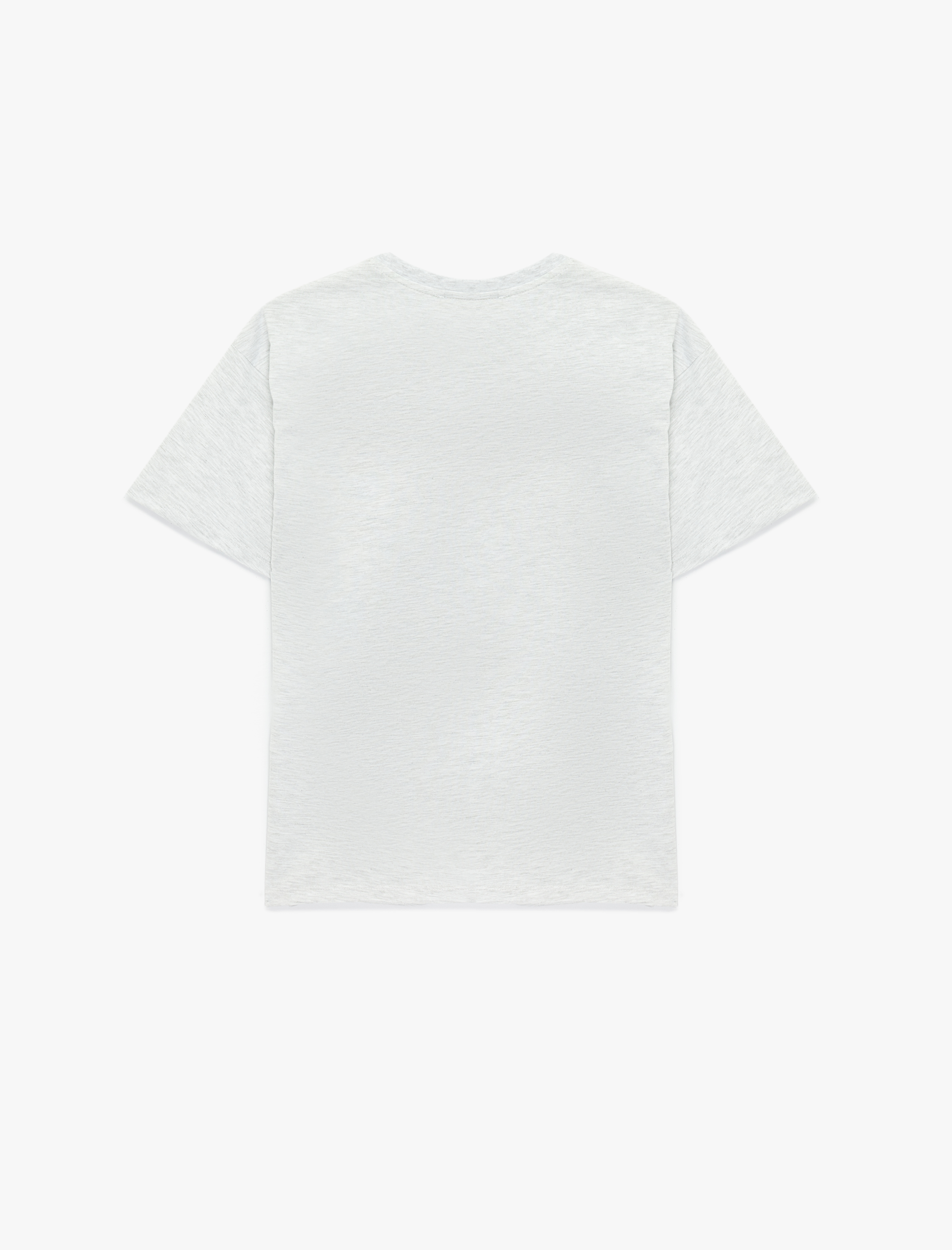 Rahat Kalıp Pamuklu Kısa Kollu Bisiklet Yaka Baskılı Tişört - Görsel 4