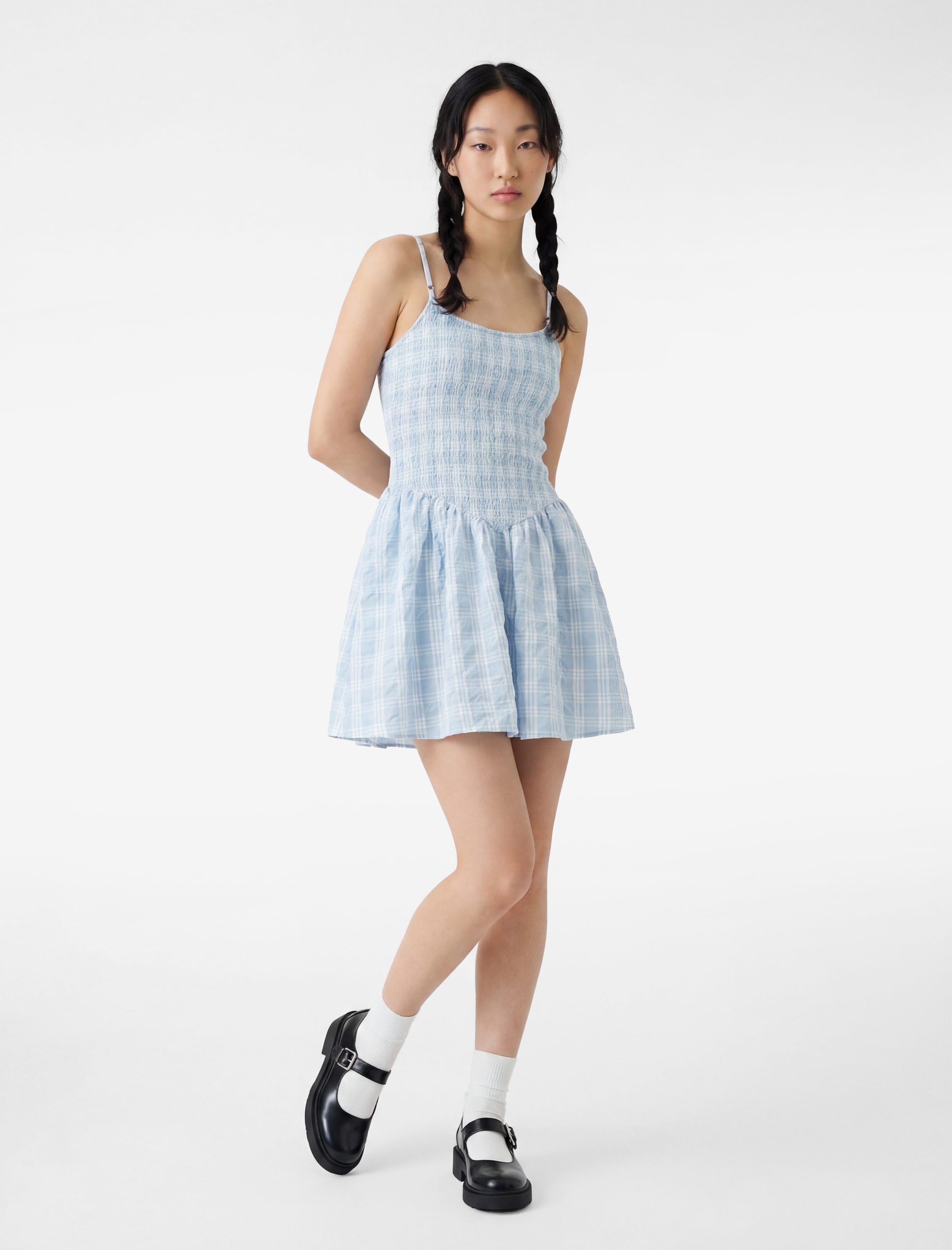 Gipeli Kolsuz U Yaka A Kesim Mini Elbise