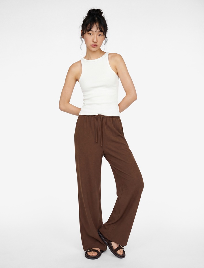  Beli Bağcıklı Geniş Paça Aerobin Pantolon