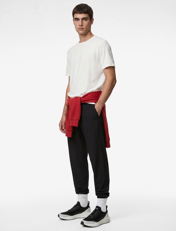  Regular Fit Kısa Kollu Dikiş Detaylı Bisiklet Yaka Basic Spor Tişört