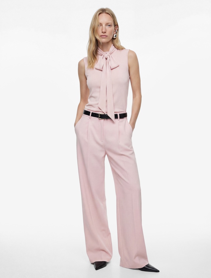  Şal Yaka Kolsuz Bluz