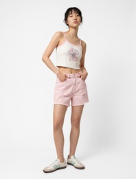 Slim Fit İp Askılı Çiçek Baskılı Pamuklu Bluz