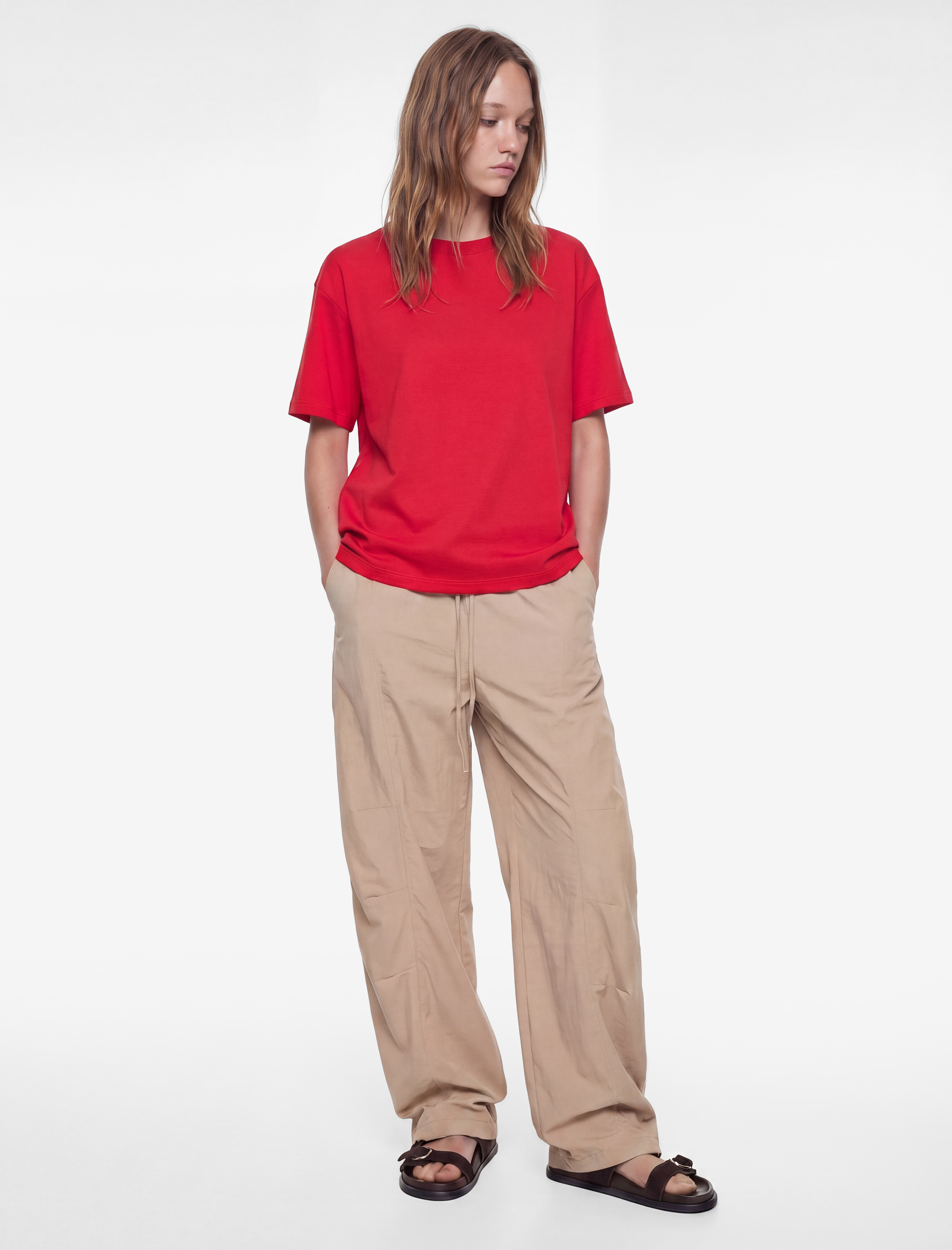 Cep Detaylı Beli Bağcıklı Rahat Kalıp Balon Pantolon