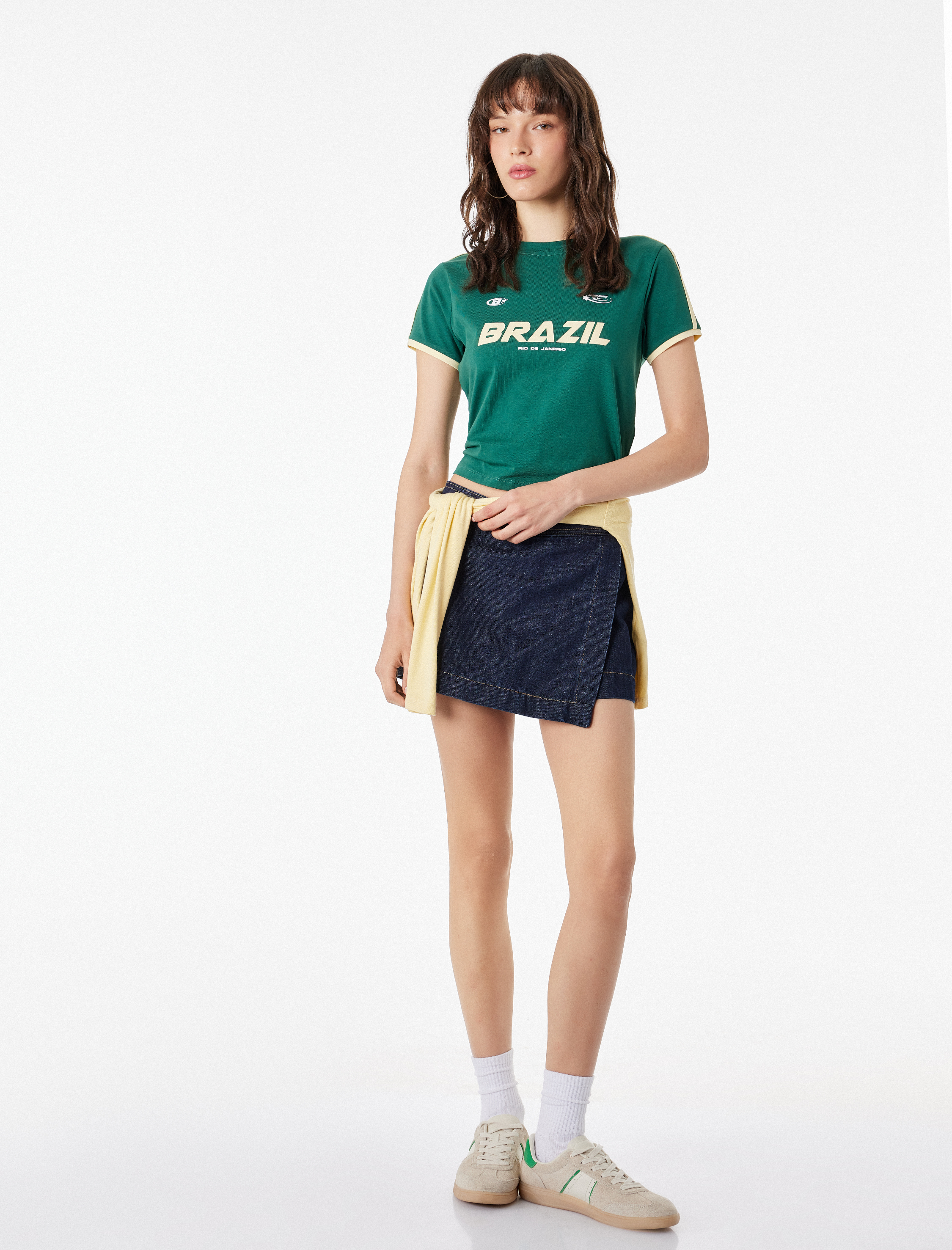 Pamuklu Slim Fit Bisiklet Yaka Biyeli Kısa Kollu Baskılı Tişört - Görsel 2