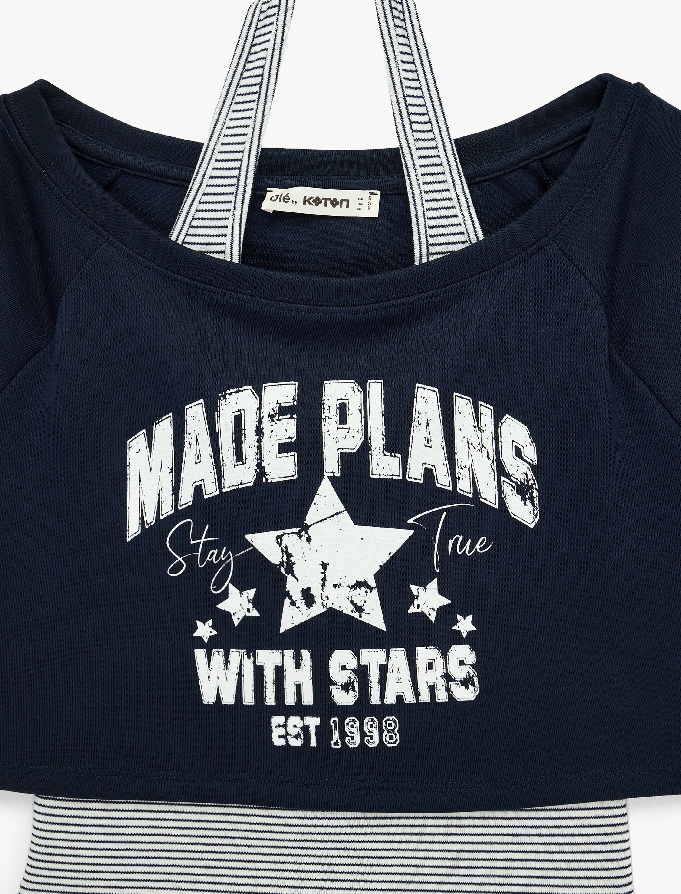   Modal Karışımlı Rahat Kalıp Omzu Açık Kısa Kollu Atletli Crop Tişört