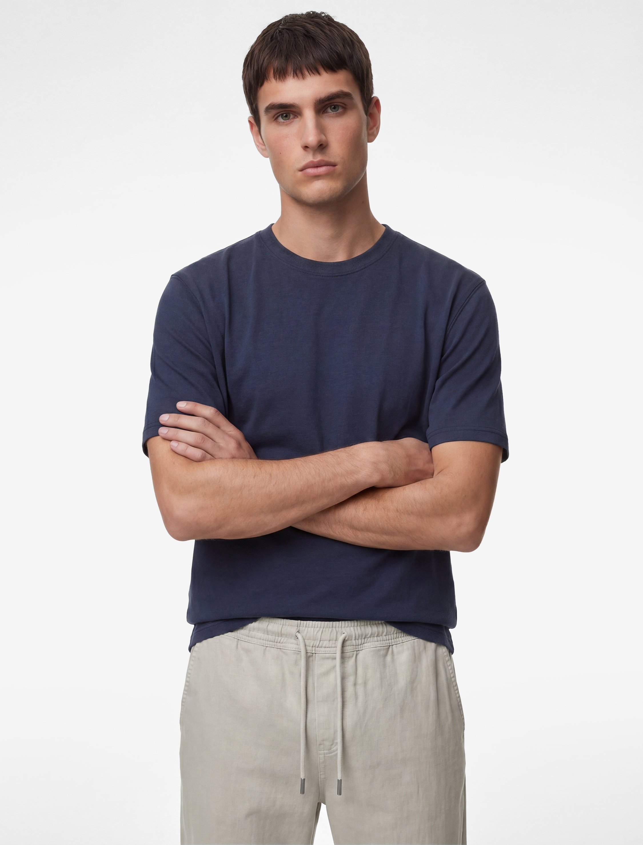   Regular Fit Bisiklet Yaka Viskon Karışımlı Kısa Kollu Basic Tişört