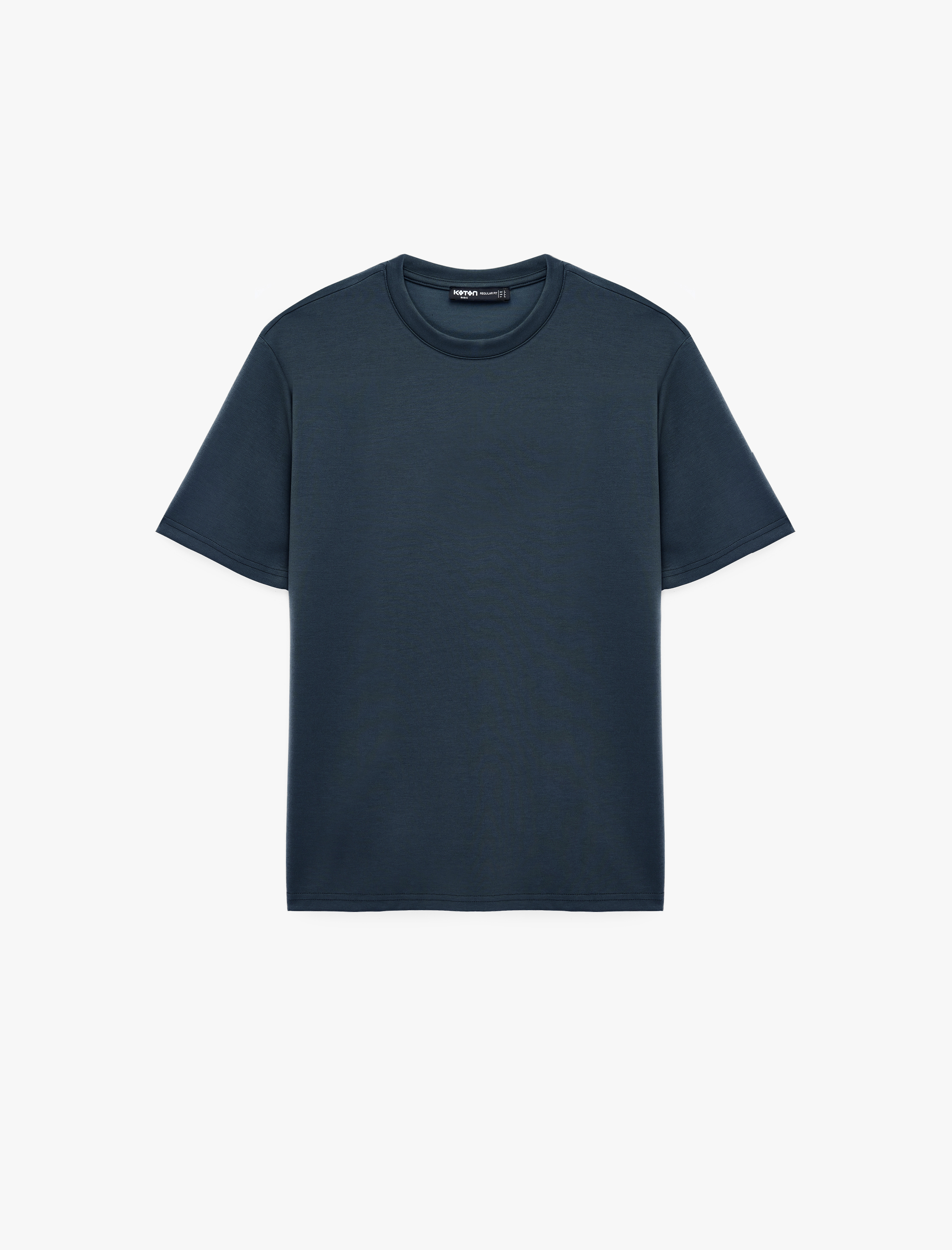   Regular Fit Bisiklet Yaka Viskon Karışımlı Kısa Kollu Basic Tişört