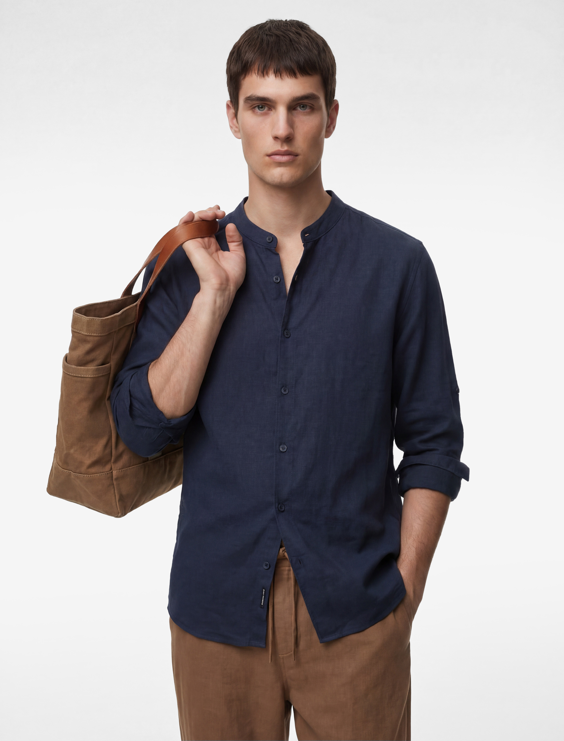   Keten Pamuk Karışımlı Cepli Beli Bağcıklı Pantolon