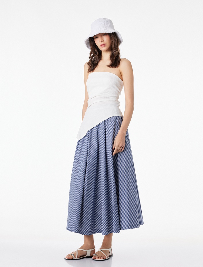  Asimetrik Kesim Slim Fit Kolsuz Straplez Yaka Büstiyer