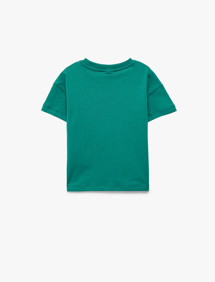 Erkek Bebek Pamuklu Bisiklet Yaka Kısa Kollu Baskılı Tişört