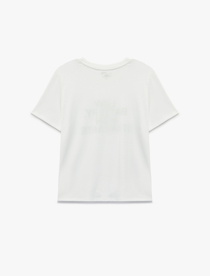  Modal Karışımlı Bisiklet Yaka Kısa Kollu Rahat Kalıp Baskılı Spor Tişört