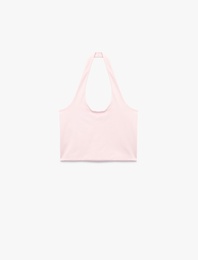 Halter Yaka Kolsuz Pamuklu Crop Bluz