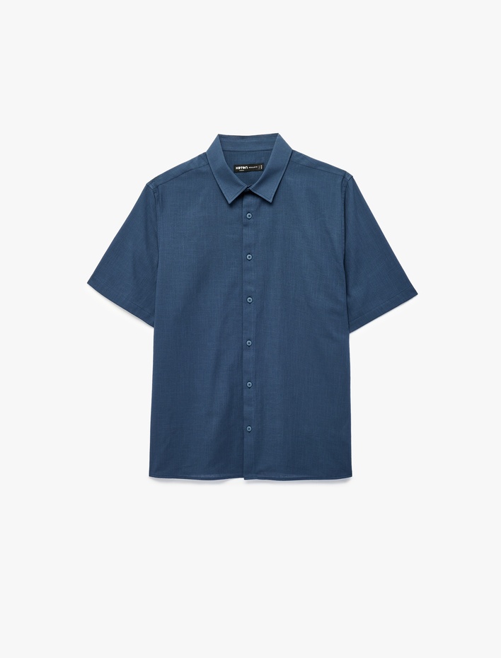  Regular Fit Klasik Yaka Pamuklu Kısa Kollu Gömlek