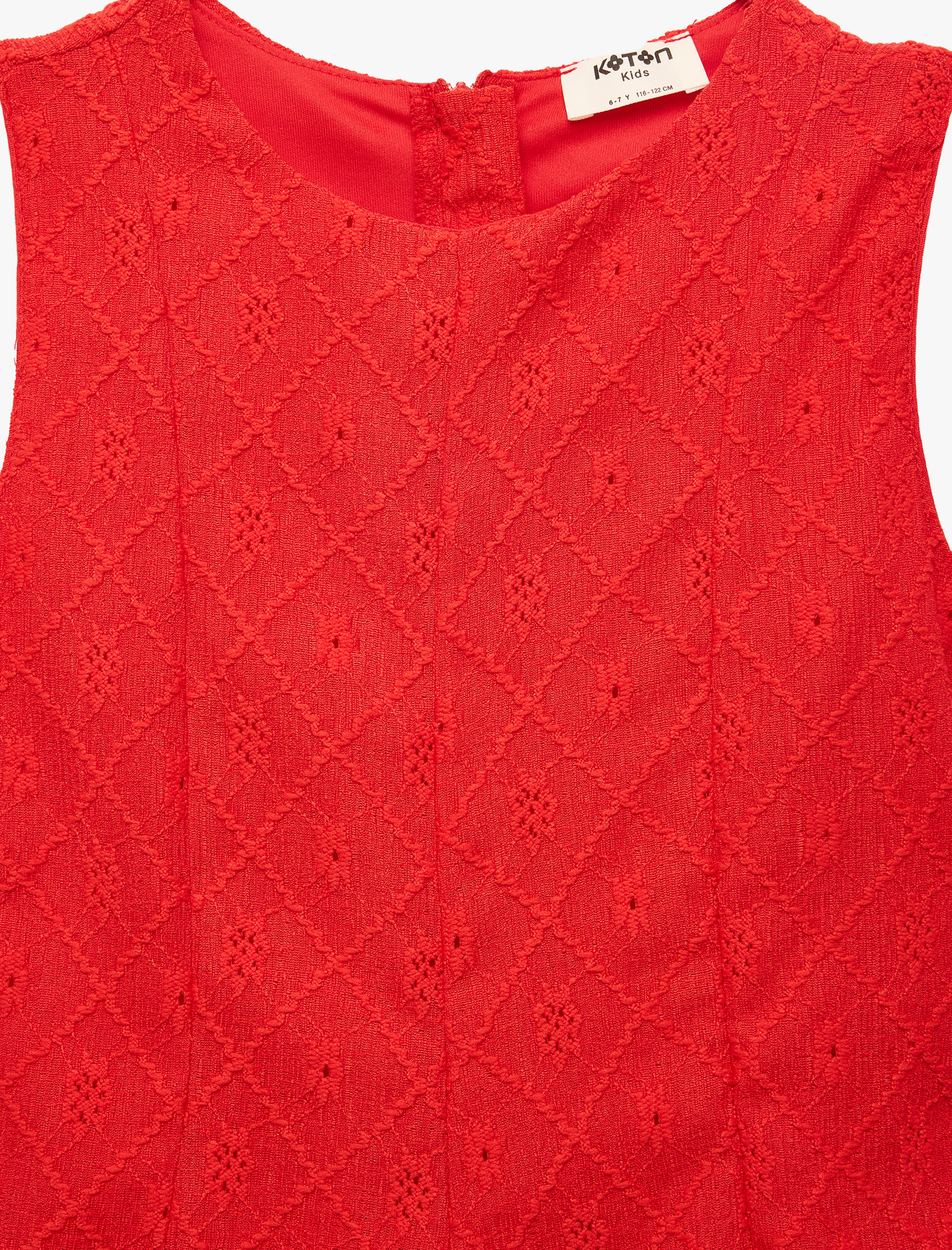  Kız Çocuk Bürümcük Kumaş Bisiklet Yaka Kolsuz Brodeli Elbise