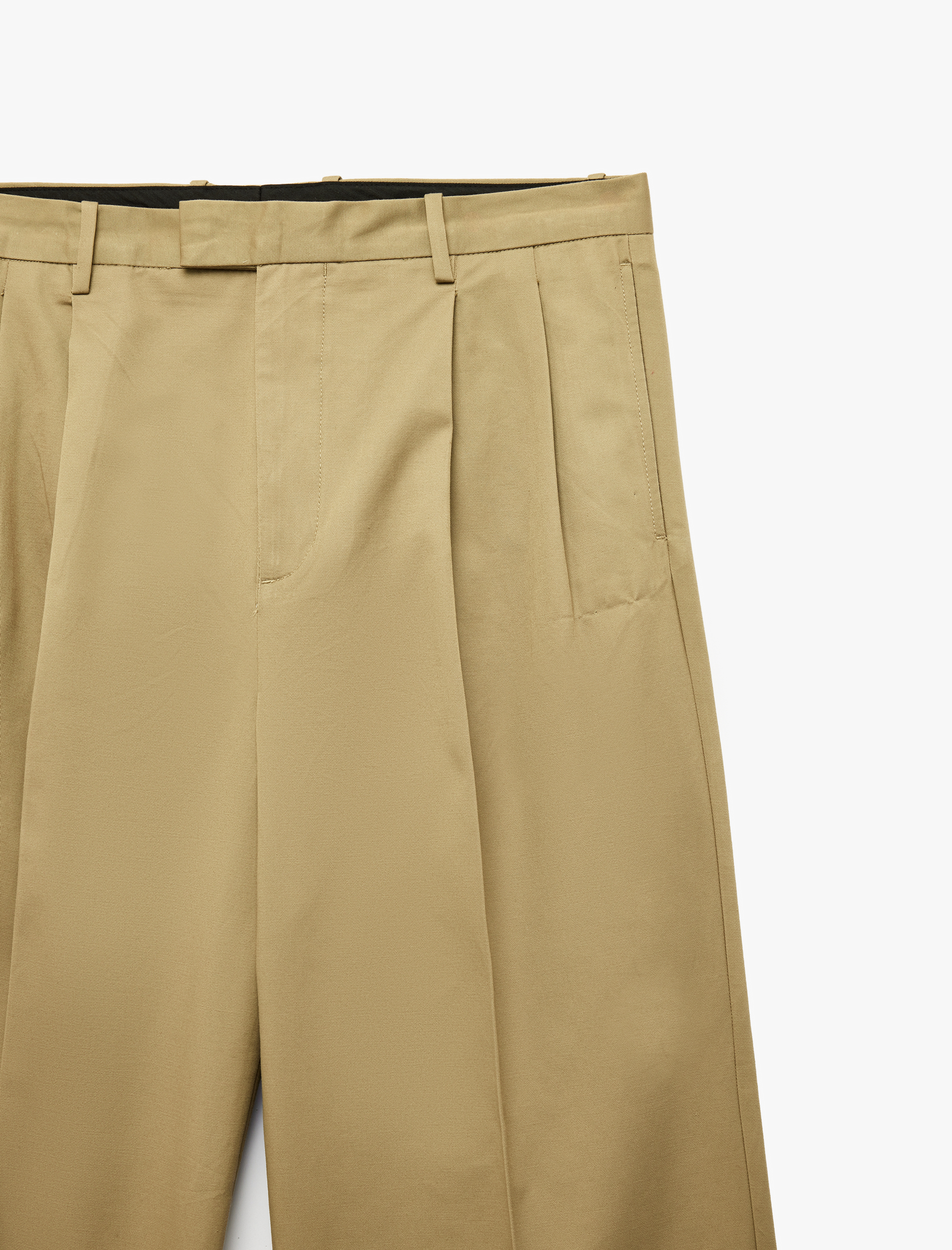   Lastik Detaylı Rahat Fit Pileli Kanvas Pantolon