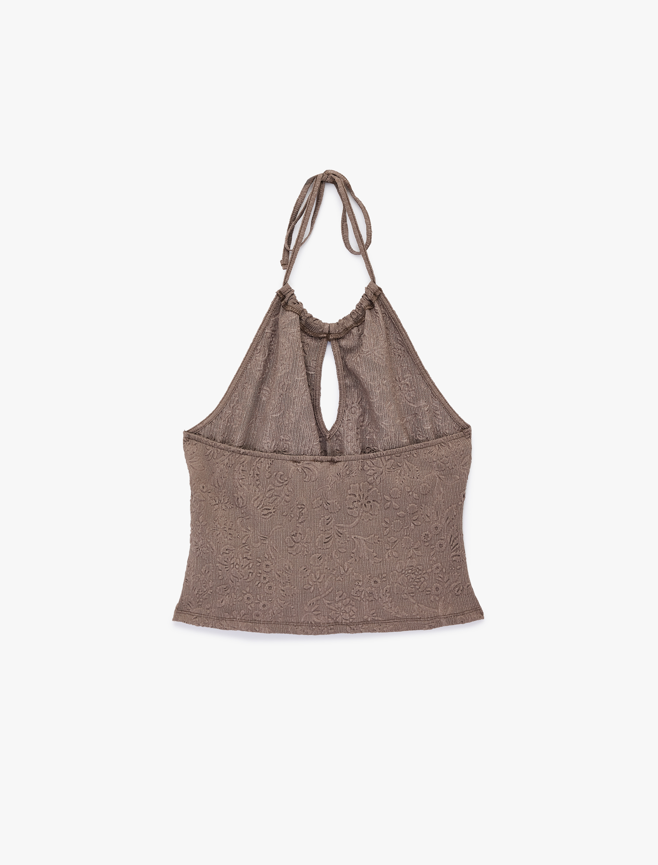   Boyundan Bağlamalı Bürümcük Kolsuz Halter Yaka Bluz