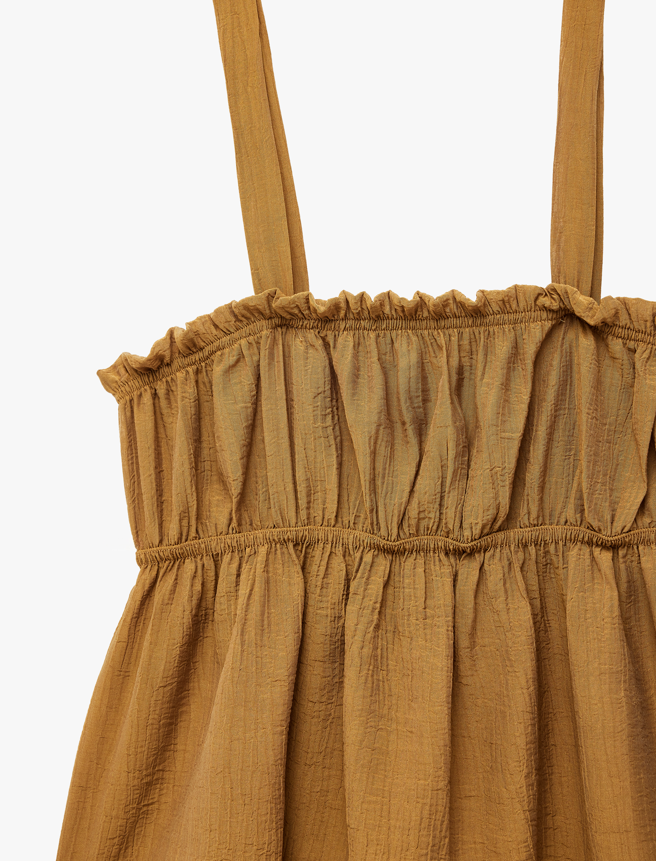   Viskon Dokulu Kumaş Büzgülü Askılı Bluz