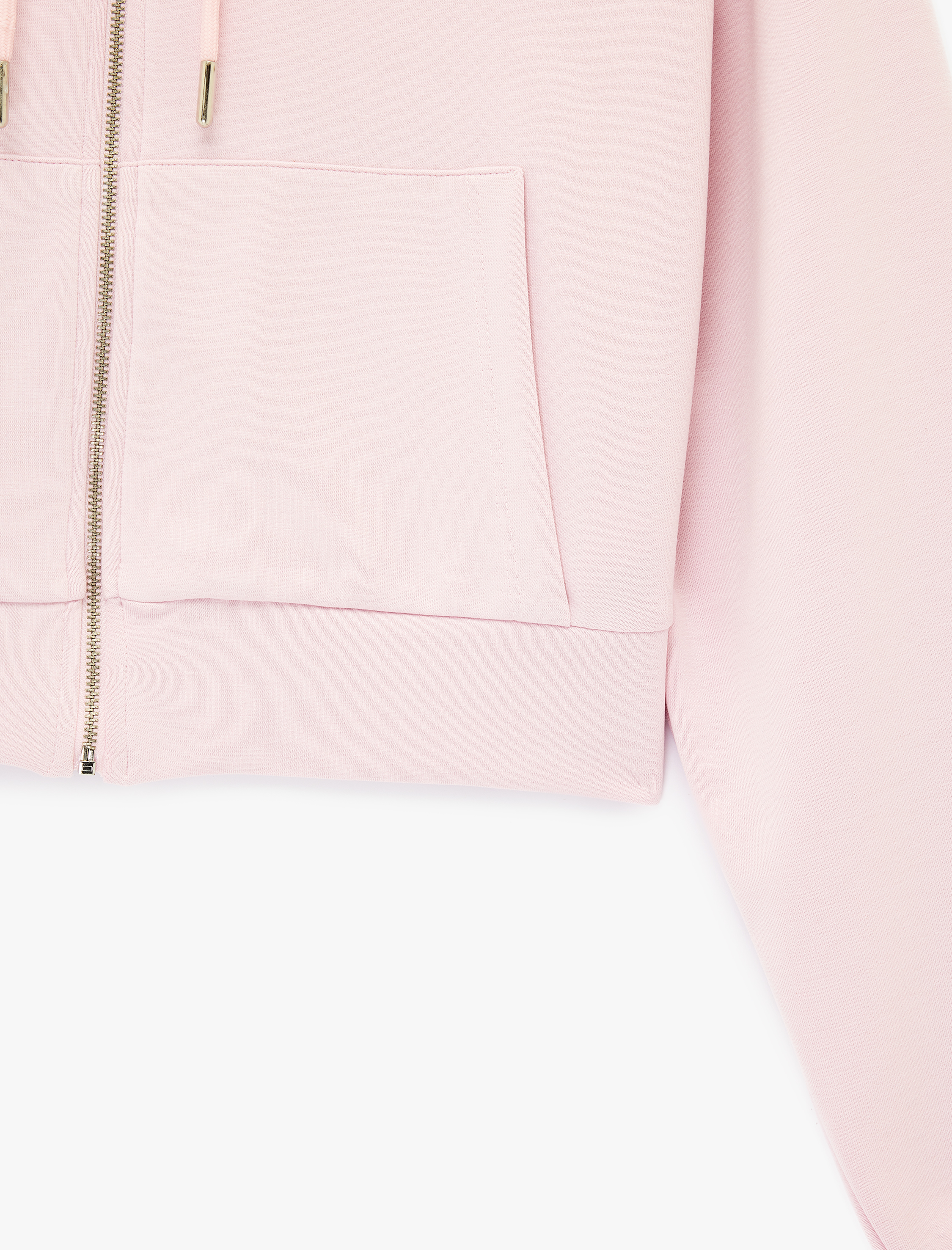   Modal Kumaş Uzun Kollu Cepli Kapüşonlu Sweatshirt