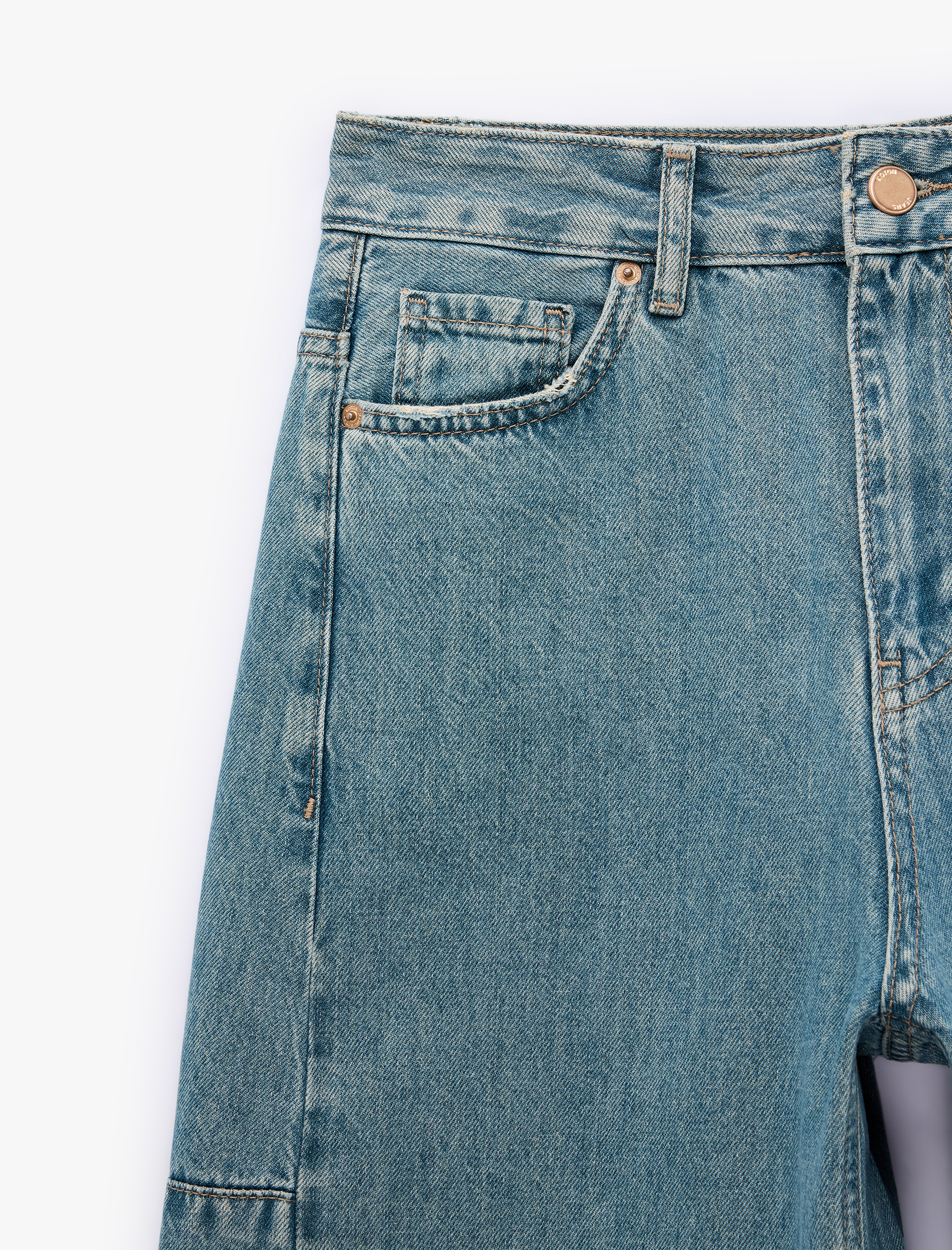   Pamuklu Düğmeli Cepli Rahat Kalıp Balon Denim Pantolon - Balloon Jeans