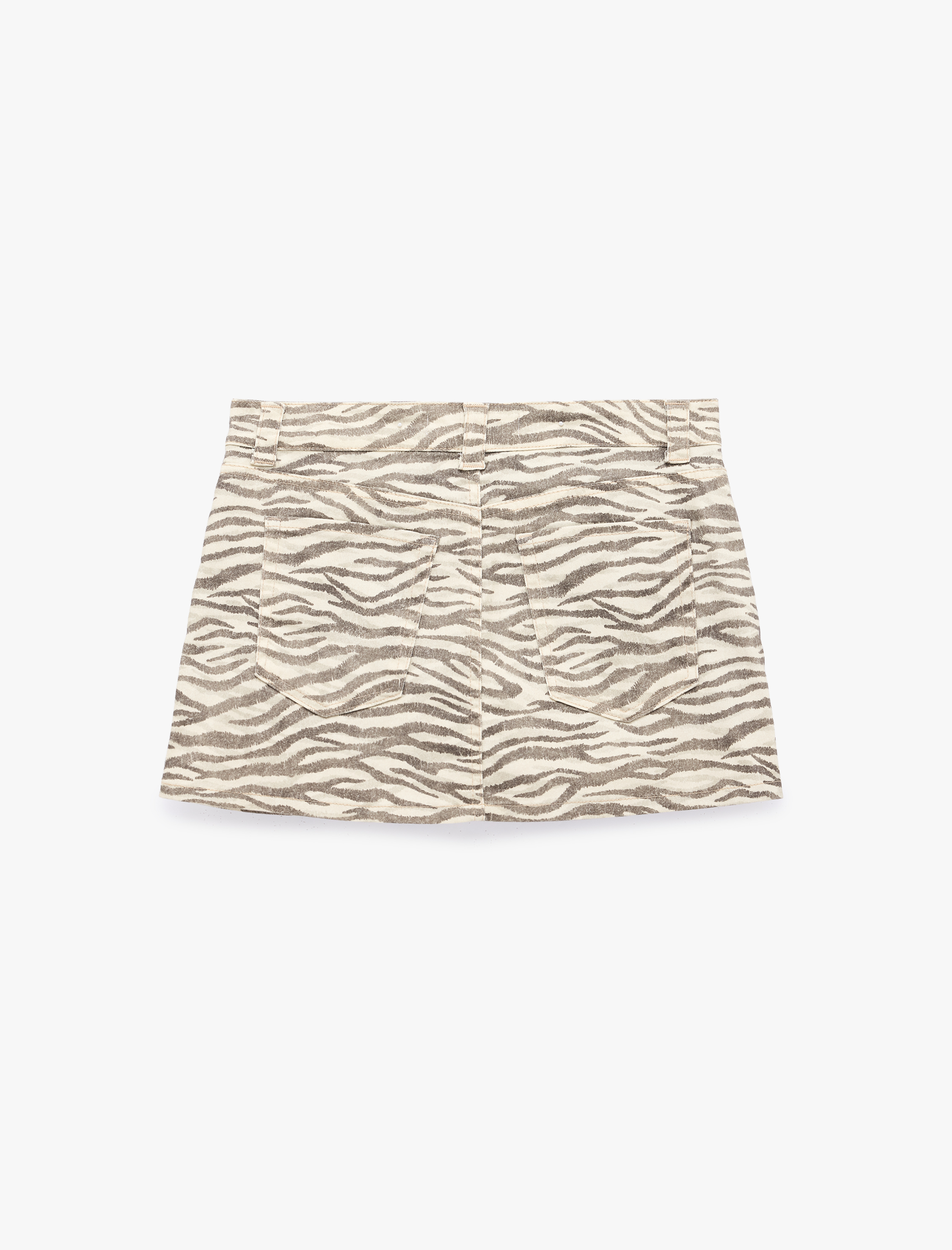   Leopar Desenli Düğmeli Cepli Mini Etek