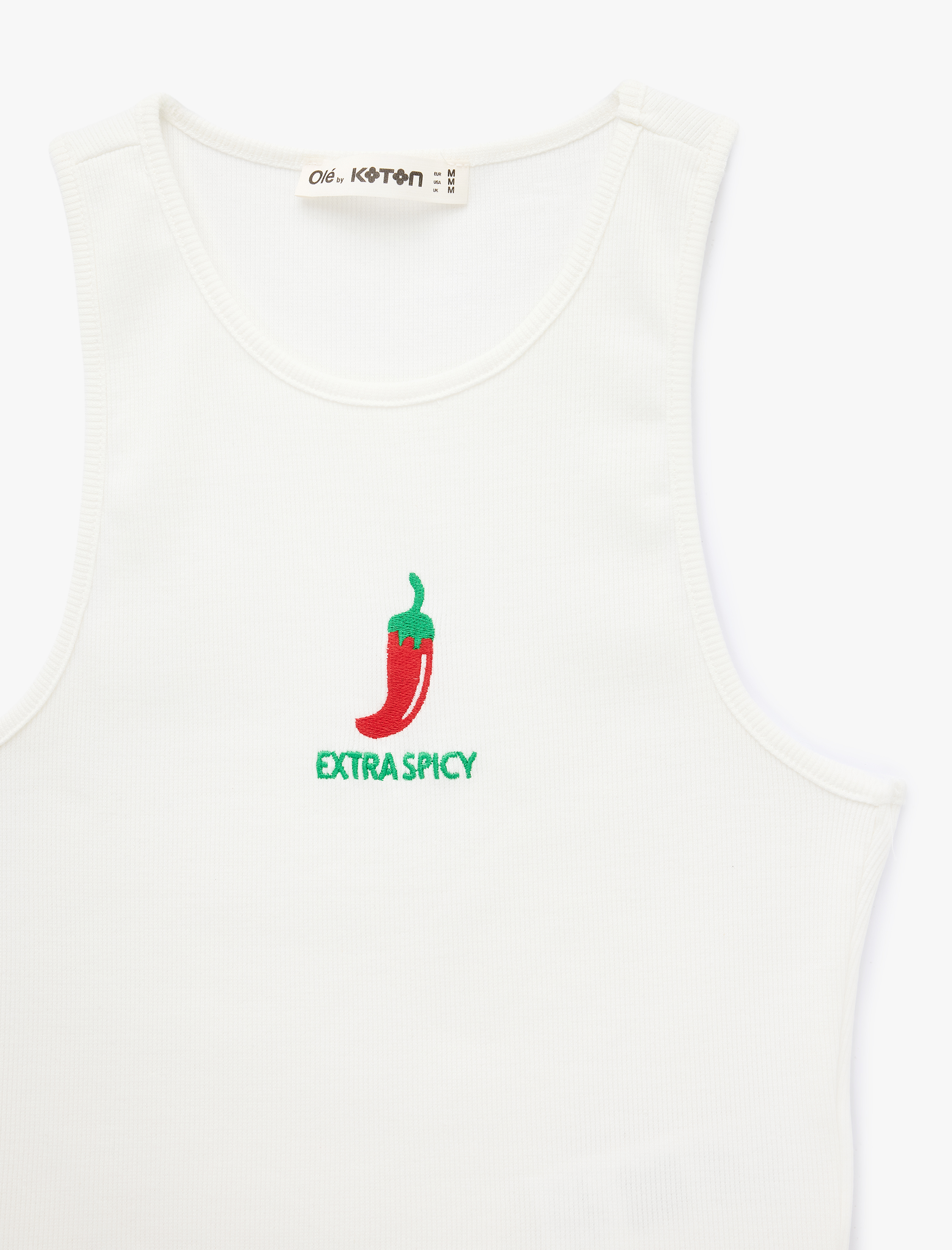   Bisiklet Yaka Pamuklu Nakış Detaylı Kolsuz Atlet