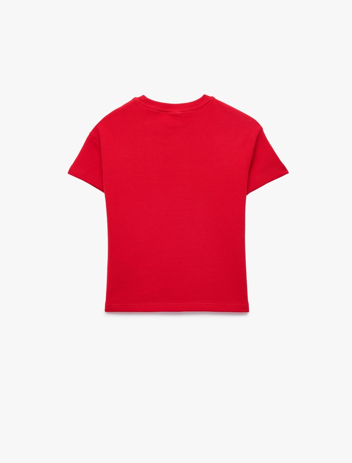 Erkek Bebek Pamuklu Kısa Kollu Bisiklet Yaka Baskılı Tişört