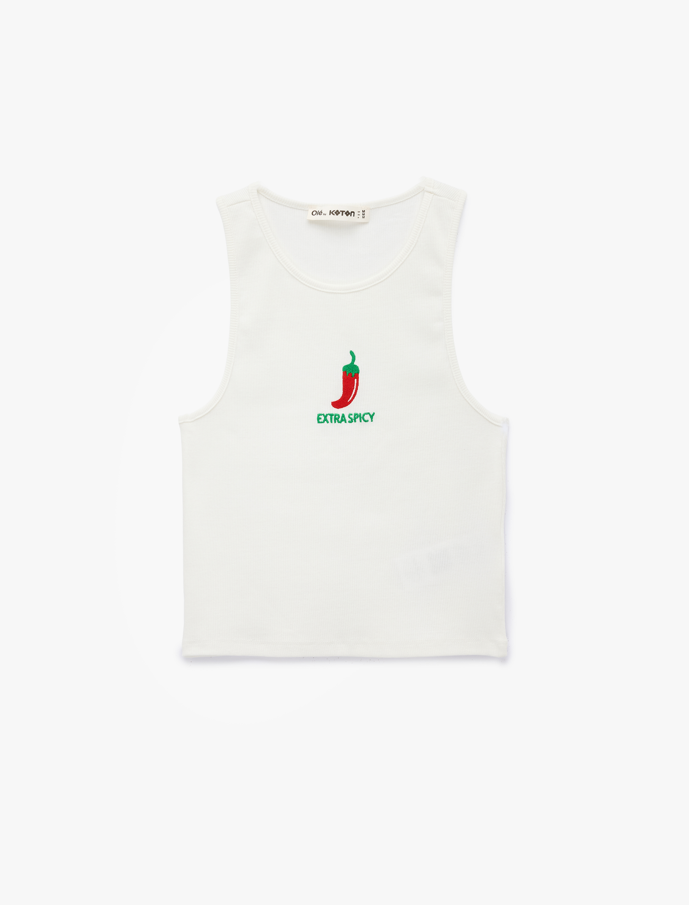   Bisiklet Yaka Pamuklu Nakış Detaylı Kolsuz Atlet