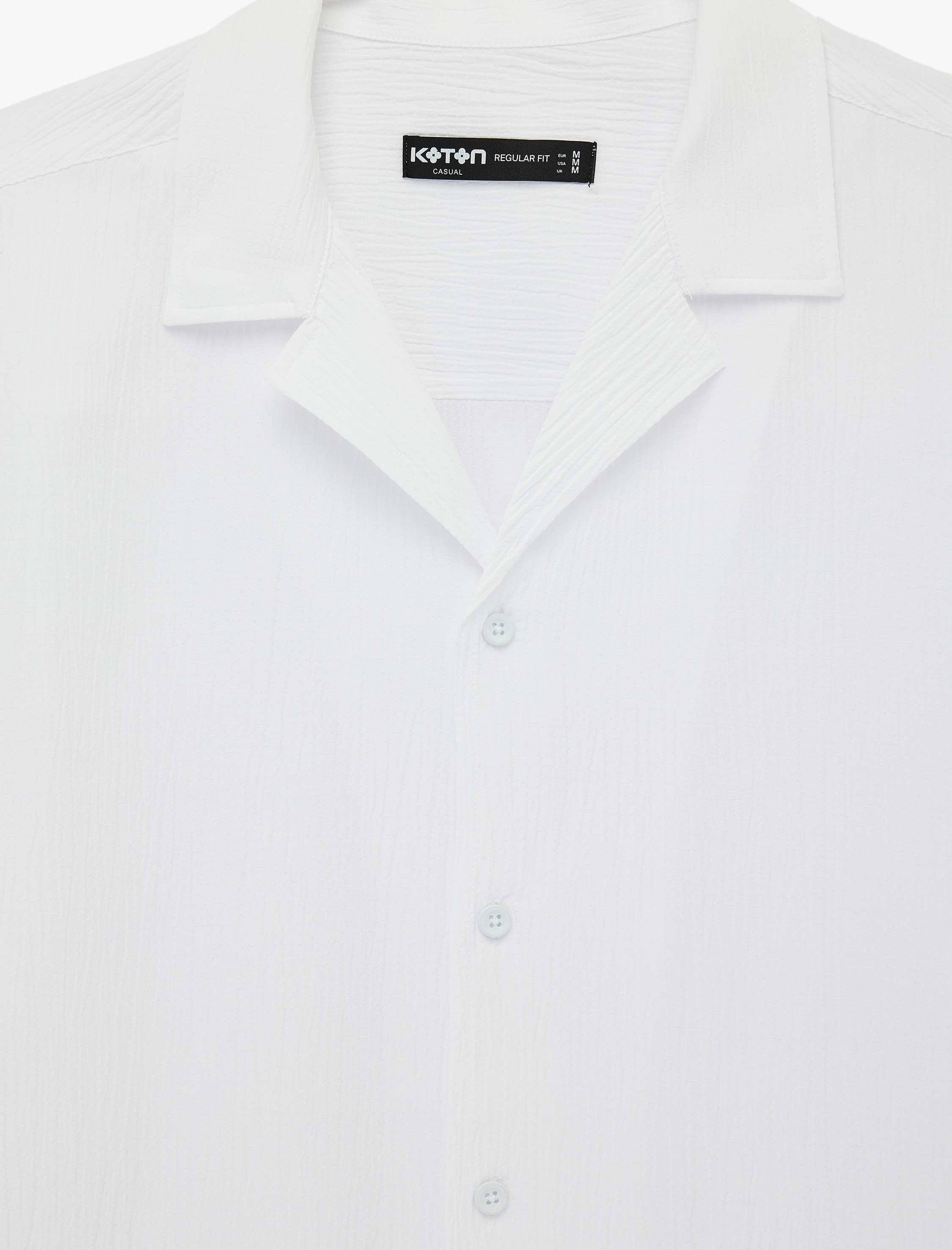   Regular Fit Kısa Kollu Dokulu Apaş Yaka Gömlek