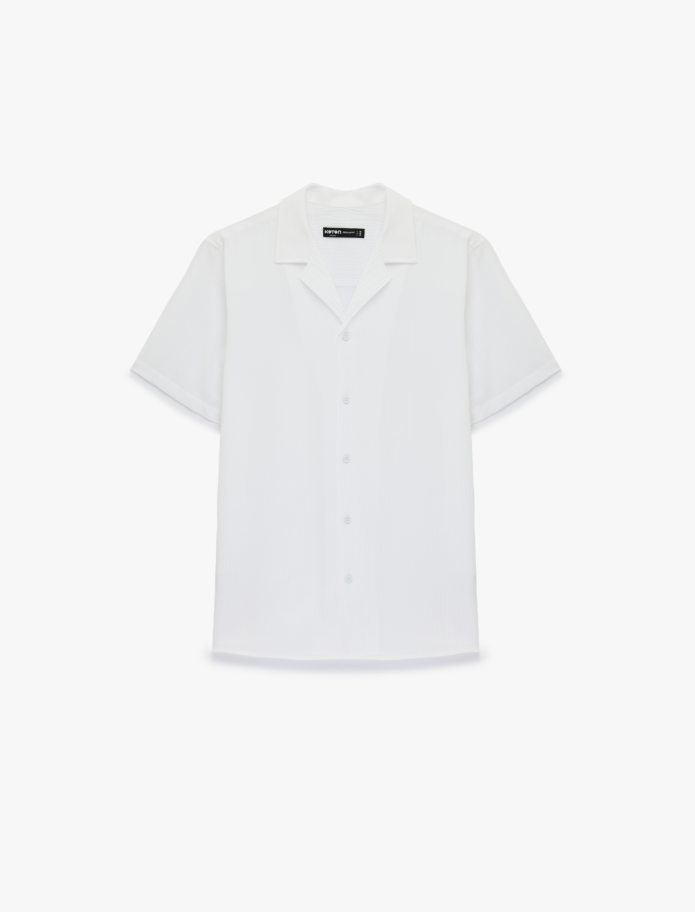   Regular Fit Kısa Kollu Dokulu Apaş Yaka Gömlek