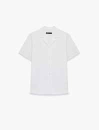 Regular Fit Kısa Kollu Dokulu Apaş Yaka Gömlek