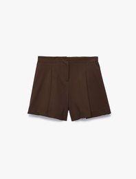 Viskon Karışımlı Pileli Şort