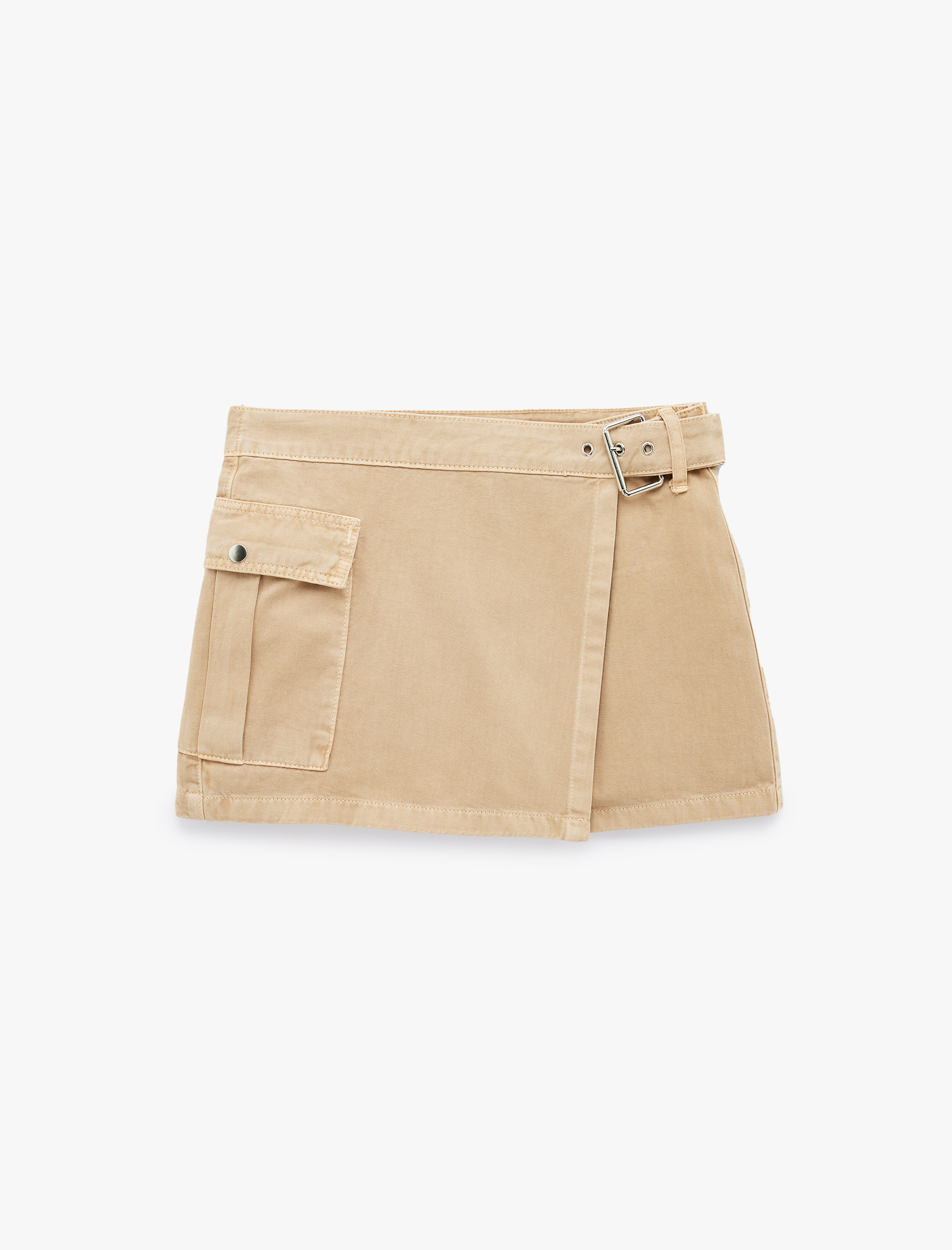   Kemer Detaylı Rahat Kalıp Pamuklu Kargo Cepli Mini Şort Etek