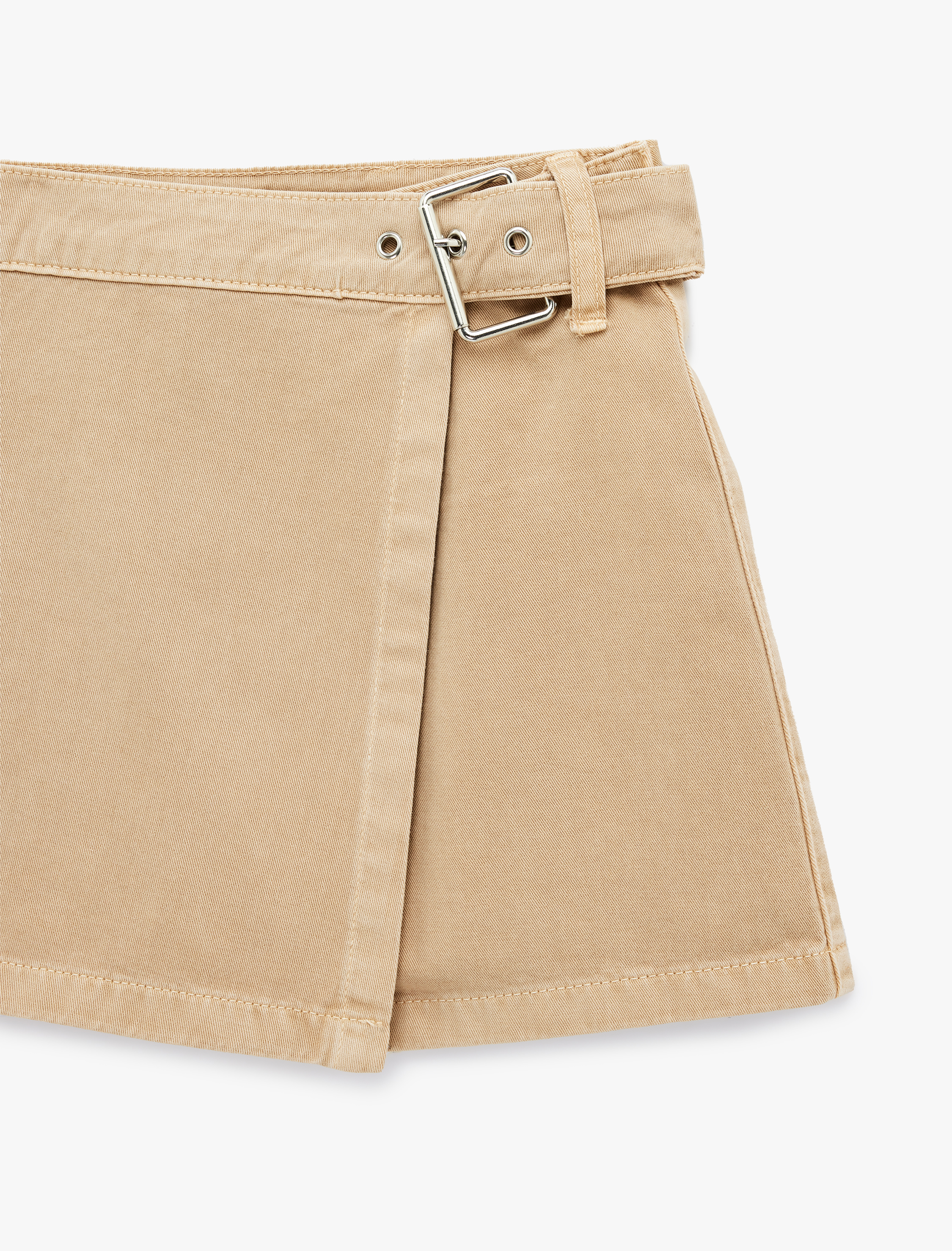   Kemer Detaylı Rahat Kalıp Pamuklu Kargo Cepli Mini Şort Etek