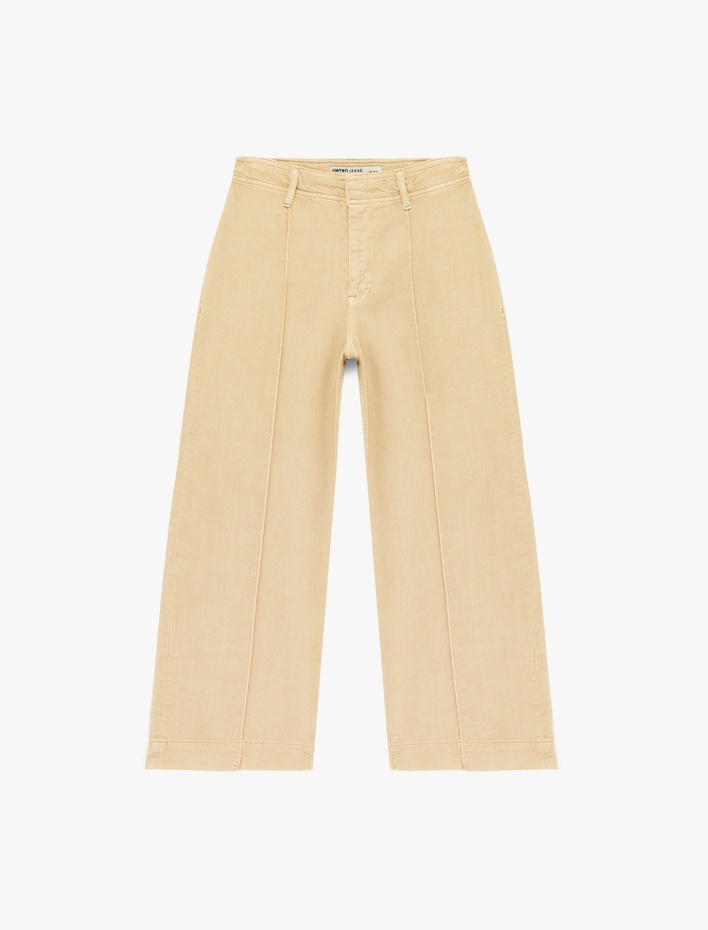  Normal Bel Cep Detaylı Nervürlü Kısa Geniş Paça Pantolon - Culotte Jeans