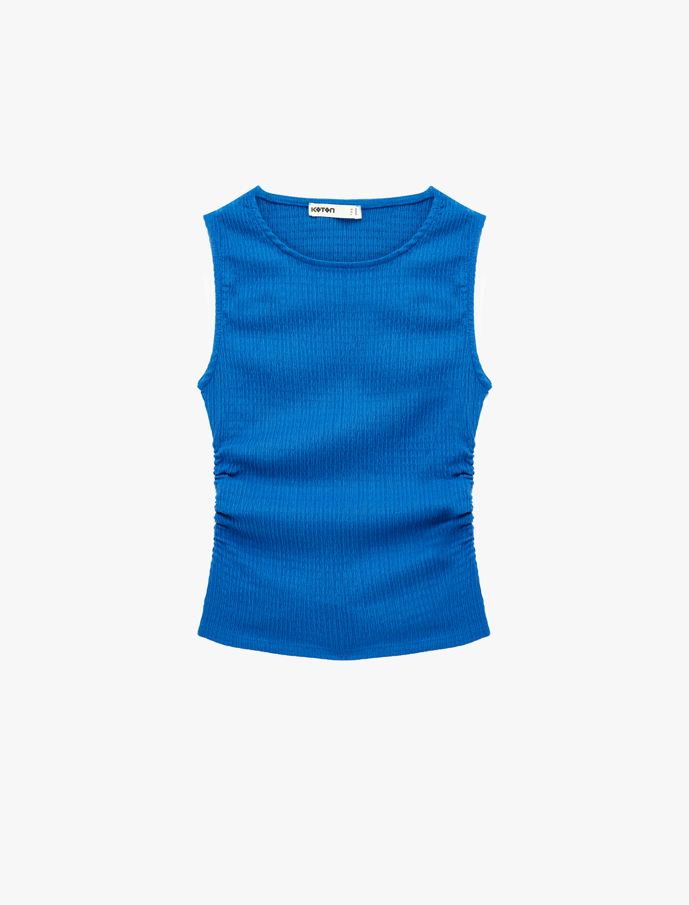   Bürümcük Kumaş Dokulu Slim Fit Kolsuz Bisiklet Yaka Bluz