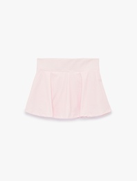 Yüksek Bel Pötikareli İnterlok Mini Spor Şort Etek