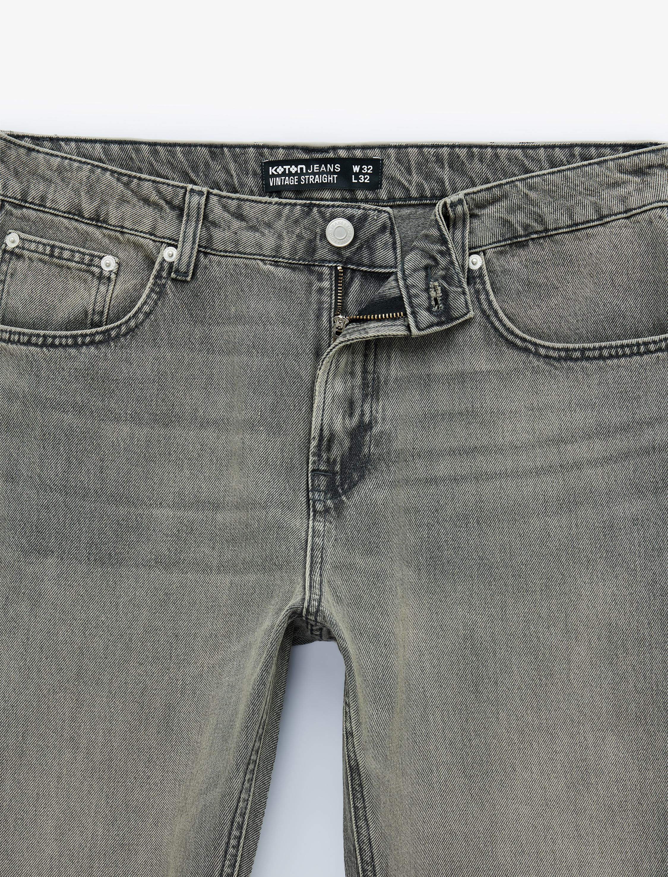   Normal Bel Cepli Pamuklu Vintage Straight Fit Jean Pantolon