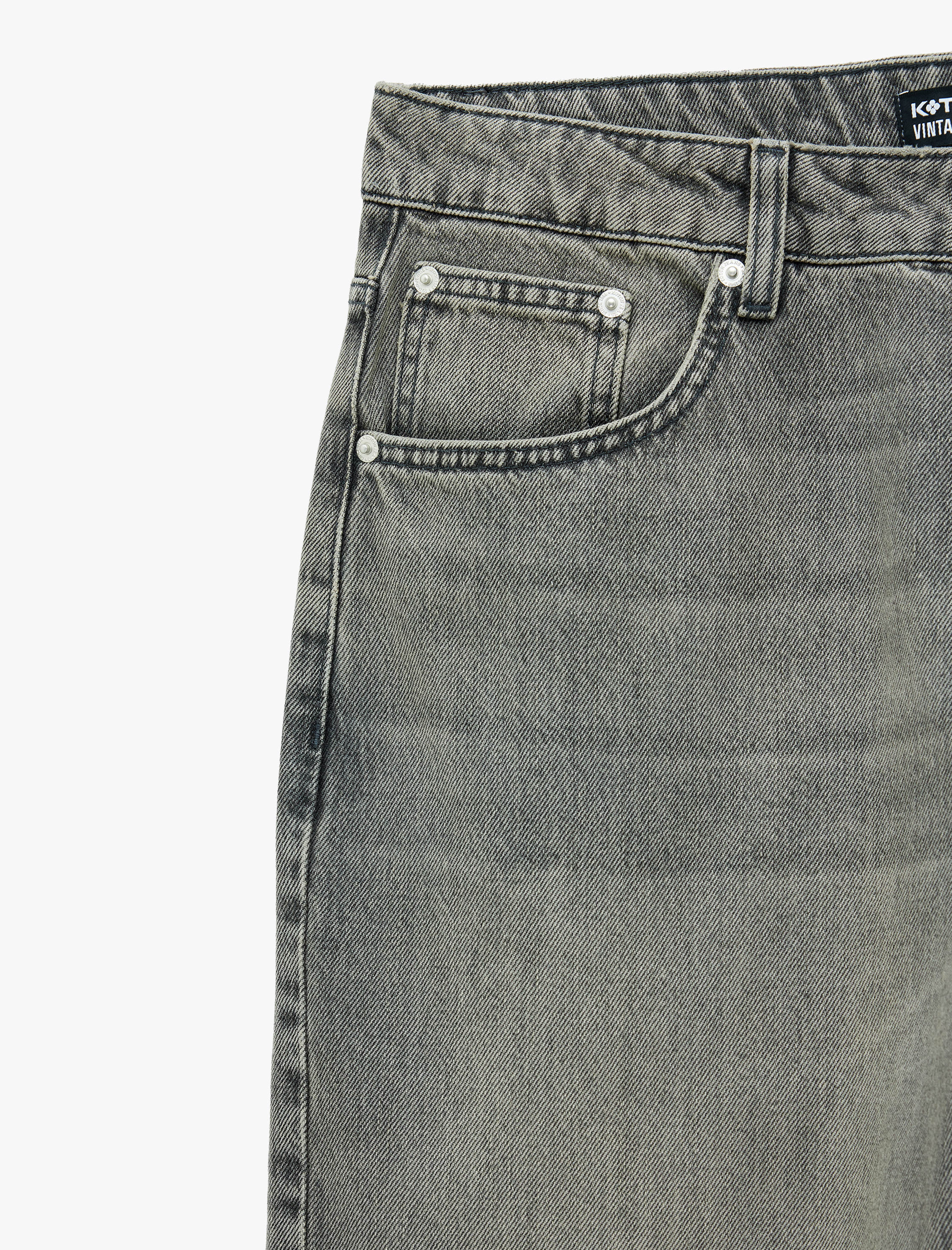   Normal Bel Cepli Pamuklu Vintage Straight Fit Jean Pantolon