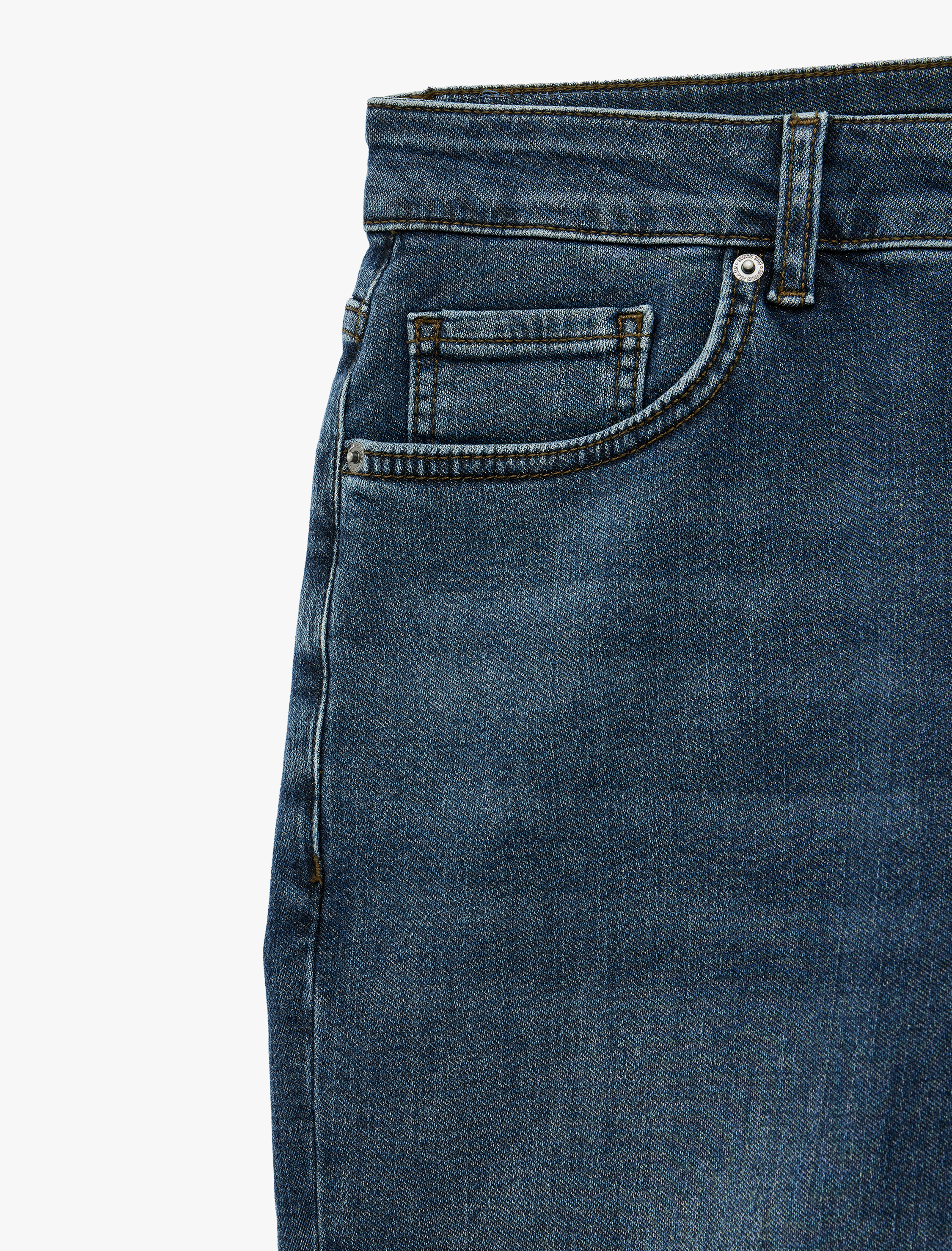   Normal Bel Pamuklu Bermuda Slim Fit Jean Şort