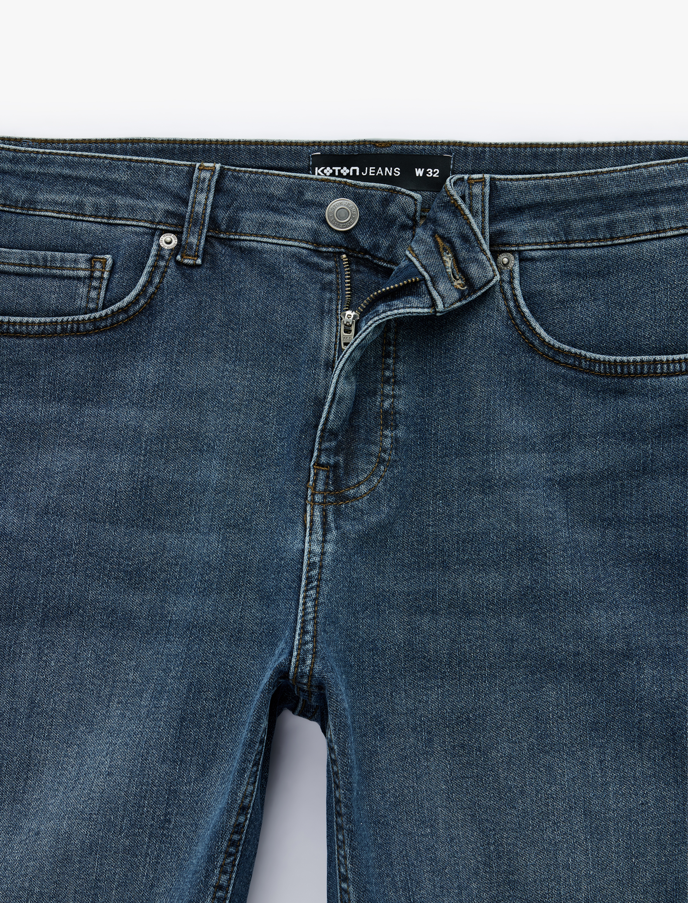   Normal Bel Pamuklu Bermuda Slim Fit Jean Şort